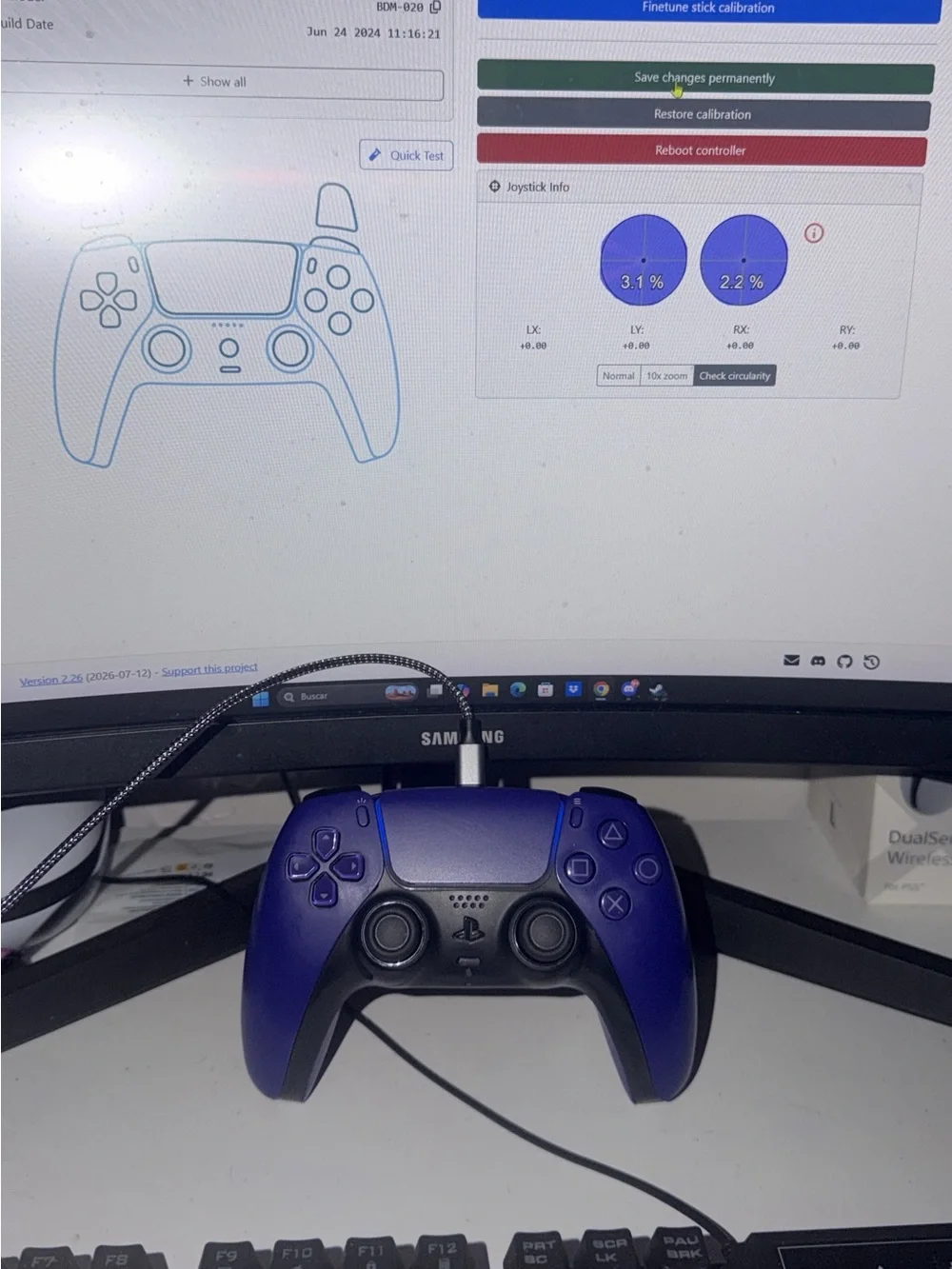 Custom purpure controller for ps5 hall efect upgrade
